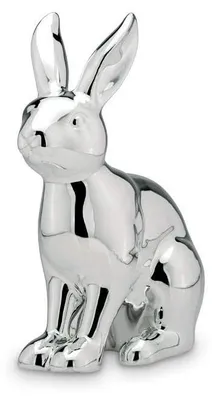 Osterhase sitzend, Porzellan/Silberglanz, 21,5 cm
