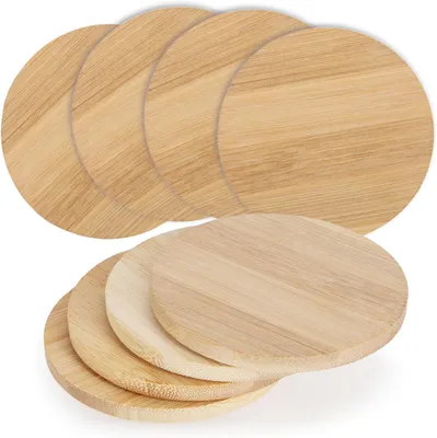 Immagine prodotto di Sottobicchieri in bambù, diametro 9,5 cm, per bicchieri e tazze - Set da 8