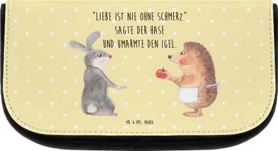 Produktbild von Mr. & Mrs. Panda Kulturtasche Hase Igel - Gelb Pastell - Geschenk, Kulturbeutel, Herzschmerz, und, Trösten, kosmetiktäschchen, Kosmetiktasche, Lustige Sprüche, Organizer