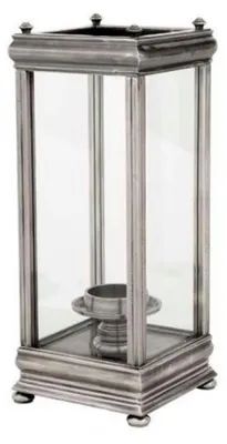 Produktbild von Casa Padrino Luxus Windlicht Kerzenleuchter Antik-Silber, 21 x 21 x H. 52 cm
