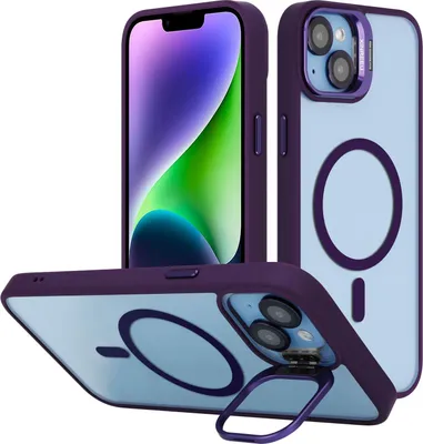 Produktbild von Cadorabo Hülle für Apple iPhone 13 in LILA kompatibel mit MagSafe und Standfunktion inkl. Kameralinsen Schutz - Hybrid Schutzhülle mit TPU Silikon-Rand und stabiler Rückseite