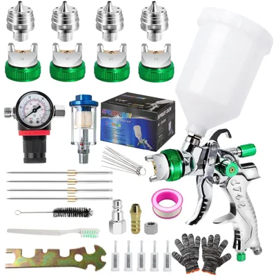 Productafbeelding van Solidchoice - HVLP Spuitpistool Set met Drukregelaar en 4 Nozzles