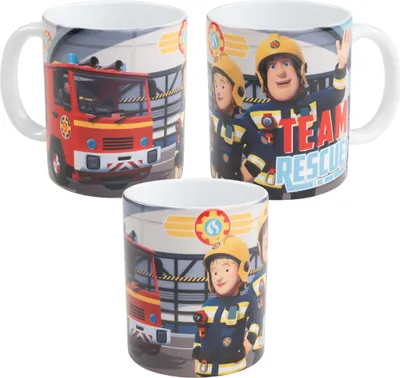 Produktbild von Feuerwehrmann Sam Tasse - Team Rescue Kaffeetasse Becher Kaffeebecher aus Keramik 320 ml