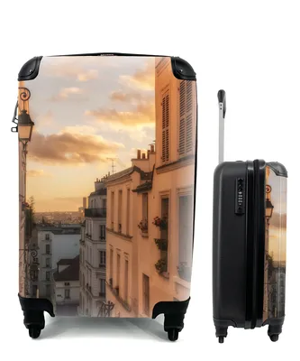 Produktbild von MuchoWow® Koffer Handgepäck Trolley Rollkoffer Kleine Reisekoffer mit 4 Rollen - Paris - Himmel - Wolken - Cabin Size < 55x40x23 cm & 55x40x20 cm - Fotokoffer - Kabinenkoffer - Boardgepäck - Reise-Box - Reisekoffer - Reisegepäck - Koffer mit Bild - Trolley für Kinder