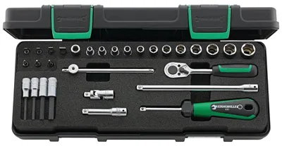Immagine prodotto di Set di chiavi a bussola 1/4 di pollice 31 pezzi SW 4-13 L. 330 mm CV STAHLWILLE