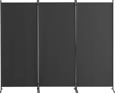Productafbeelding van Ruimtescheiding, 3-delig, inklapbaar, privacy scherm, stoffen wand, grijs, voor kantoor