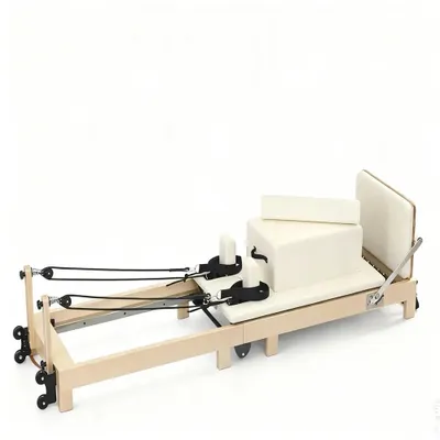 Produktbild von Rudergerät - Indoor Trainingsgerät - Klappbar - Widerstand verstellbar - Eiche & Ahornholz - 240×60×30 cm - Weiß