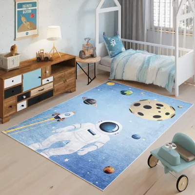 Produktbild von Tapiso Teppich EMMA Modern Kinderzimmer Blau Schlafzimmer 140 x 200 cm