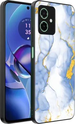 Produktbild von Smartphonica Handytasche passend für Motorola Moto G55 mit Hellblau Gold Marmor Print - TPU Backcover Case Hellblau Gold Marmor Design
