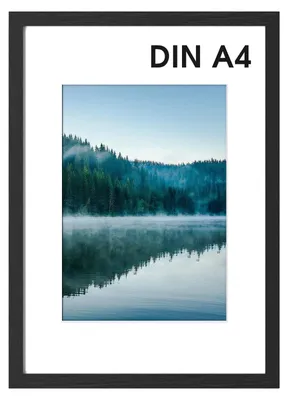 Fotolijst A4, schwarz, 21x30 cm, Holzrahmen, mit Passepartout