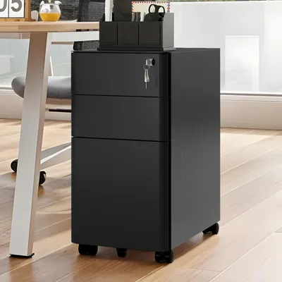 Produktbild von YITAHOME Rollcontainer, Abschließbarer Aktenschrank mit 3 Schubladen, Büroschrank für A4, Legal & Letter, 46 x 30 x 59 cm