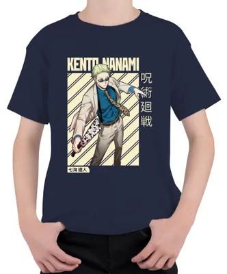 Zdjęcie produktu dla Kento Nanami Jujutsu Kaisen Garnitur Okulary Krawat Ostrze Manga Uni  Koszulka dziecięca, Granatowy, 140
