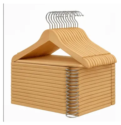 Produktbild von Kleiderbügel aus Holz, Set mit 36 Kleiderbügeln, rutschfest, 360° drehbarer Haken, für Anzüge, Hemden, Mäntel