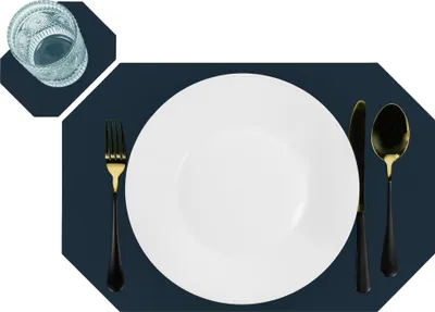 Produktbild von Krumble Tischset mit Untersetzer - Tischsets - Untersetzer - Tischset Kunstleder - Dunkelblau