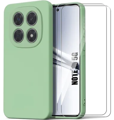 Image de Coque + 2 Verres Trempés pour Xiaomi Redmi Note 15 5G/4G, Protection Silicone Liquide Slim Souple Vert