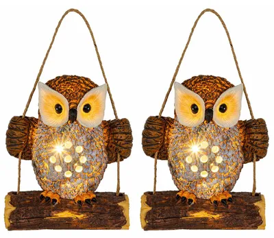Produktbild von 2x LED Solarleuchte, Hängeleuchte, Eule, IP44, H 17 cm