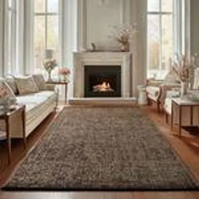 Produktbild von Boho Chenille Teppich Vintage Kelim Design, weich & stilvoll für Wohnzimmer, Schlafzimmer, Büro & Küche, Größe: 200 x 290 cm, Farbe: Braun