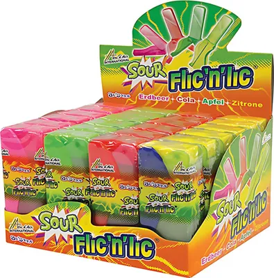 Produktbild von Flic'N'Lic Sour Toggo Erdbeer-Zitrone-Limette Lolli Klappmesser-Style