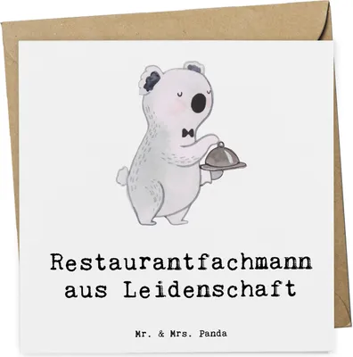 Produktbild von Mr. & Mrs. Panda Grußkarte Restaurantfachmann Leidenschaft - Weiß - Geschenk, Spruch, faltkarte, Restaurant, Ausbildung, Glückwunschkarte, Klappkarte, Kellner
