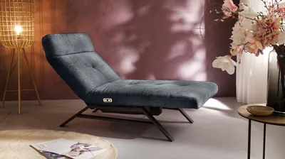 Produktbild von KAWOLA Liege AMERIVA Sessel Relaxliege Velvet schwarz Fuß schwarz