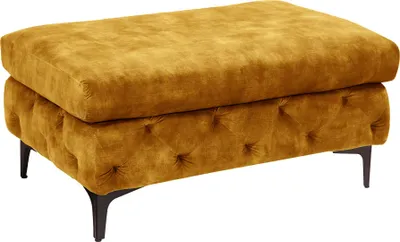 Produktbild von Hocker MODERN BAROCK 90cm Samt senfgelb im Chesterfield Stil