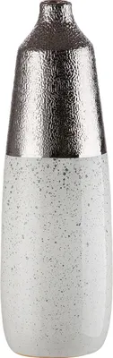 Produktbild von GILDE Flaschenvase, "Turin", gesprenkelt, gestreift, Keramik, silberfarben, weiß, , L. 12,5 cm, B. 12,5 cm, H. 37,5 cm 47402