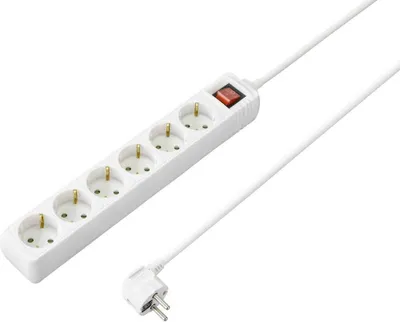Produktbild von Sygonix SY-4891008 Steckdosenleiste mit Schalter 6fach Weiß Schutzkontakt 1 St.