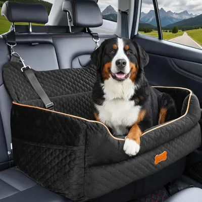Produktbild von Hundeautositz für große, kleine und mittlere Hunde mit dicker Polsterung und Befestigungsgurten, abnehmbar und waschbar