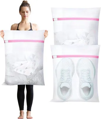 Zdjęcie produktu dla Duża siatka do prania Rits – 3 sztuki – idealna do swetrów, koszul, bielizny, skarpet i butów – 60 x 60 cm
