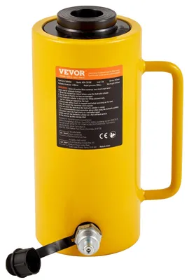 Productafbeelding van VEVOR Hydraulische Cilinderlift, capaciteit 30 ton, hydraulische cilinder met 100 mm hefhoogte, enkelwerkend, draagbaar, geel. Hydraulische krik, holle zuigerlift, hydraulische fleskrik, 6,9 kg, geschikt voor riggers en fabrikanten