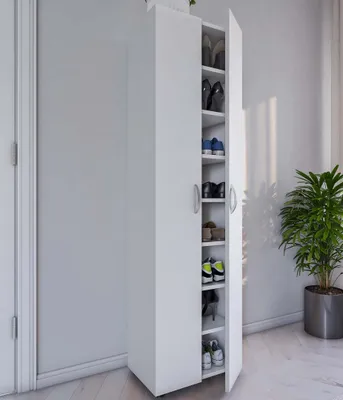 Produktbild von VCM Holz Schuhschrank | Maße: H. 173 x B. 49 x T. 30 cm | Allzweckschrank | 8 Fächer | 2 Drehtüren – Ulas