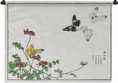 Produktbild von MuchoWow® Wandteppich Wandbehang Schmetterling - Blume - Japan 60x45 cm Tapisserie Dekoration Wandtuch - Das Schlafzimmer
