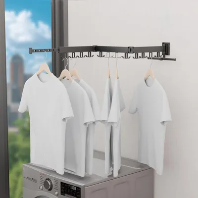 Produktbild von Wandmontierter, faltbarer Wäscheständer - Rostfreies Aluminium