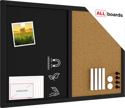 Produktbild von Kombitafel Kork / schwarz magnetisch 60x40 Holzrahmen schwarz lackiert