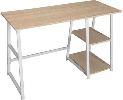 Produktbild von Industrielle Schreibtisch - Laptop Arbeitsplatte - Antik - Holz/Metall - Lichtbraun/Weiss