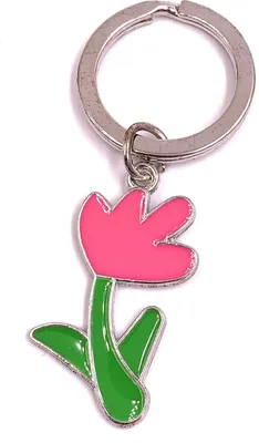 Imagen del producto de Llavero Onwomania, forma de tulipán, diseño de flor, colores variados, metal, colgante, adorno