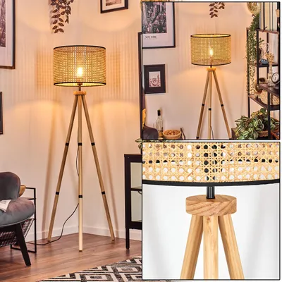 Produktbild von Casalina Stehlampe aus Holz/Wienergeflecht/Rattan in Natur/Schwarz