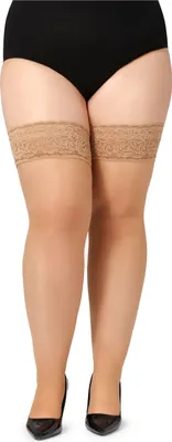 Produktbild von Bellivalini Damen halterlose Strümpfe mit Spitze Plus Size 20 DEN BLV-1126 (Daino, 4XL)
