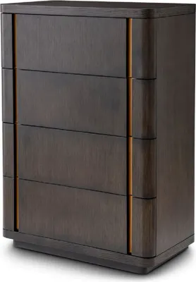 Produktbild von Casa Padrino Luxus Kommode mit 4 Schubladen Mokka / Messing 85 x 48,5 x H. 120,5 cm - Schlafzimmer Kommode - Schlafzimmer Möbel - Hotel Möbel - Luxus Möbel - Luxus Qualität