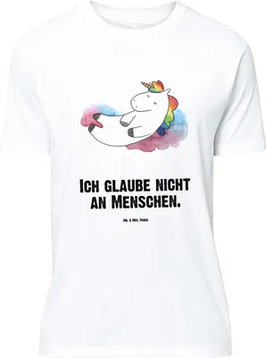 Produktbild von Mr. & Mrs. Panda Größe XL T-Shirt Einhorn Wolke 7 - Weiß - Geschenk, mit Spruch, Lächeln, Verliebt, Shirt, Menschen, Tshirt, Unicorn, Einhörner