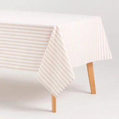 Image de GAMUSI - Nappe Vichy beige, résistante aux taches, en coton et polyester, dimensions 140x100 cm. Nappe de style campagnard, lavable