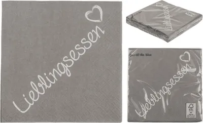 Produktbild von OOTB Graue Papier-Servietten Lieblingsessen