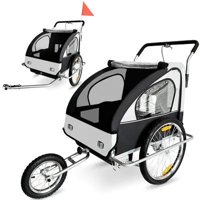 Immagine prodotto di SAMAX rimorchio per bici 2in1 Jogger - in bianco/nero - telaio argento