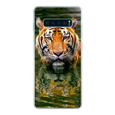 Produktbild von MuchoWow® Handyhülle Schutzhülle Hülle für Samsung Galaxy S10 Plus Tiger - Wasser - Spiegelung Silikon Softcase Handy Hülle - Schutzhülle