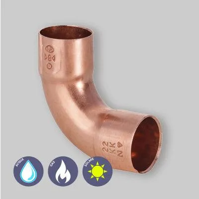 Obrázek produktu pro 90° koleno, samice/samice, měděné, k pájení, Ø54×54 mm