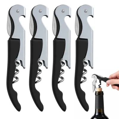 4er-Set Korkenzieher 3-in-1 Edelstahl Flaschenöffner Kapselschneider