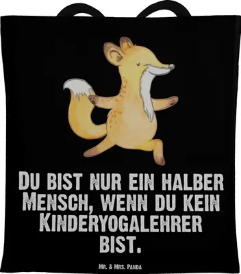 Produktbild von Mr. & Mrs. Panda dokumententasche Kinderyogalehrer Herz - Schwarz - Geschenk, Jutebeutel, Stoffbeutel, festivaltasche, Einkaufstasche, Beutel, Shopping Tasche