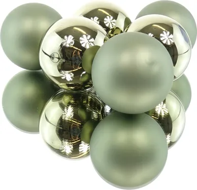 Produktbild von Christbaumkugeln Rosmary grün Ø 8 cm aus Glas - 6er Set