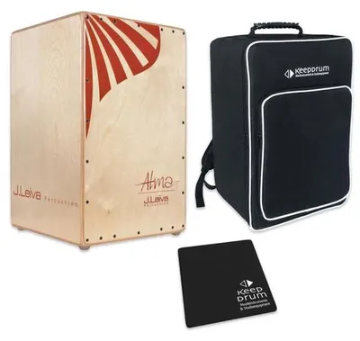 Produktbild von J.Leiva Alma Red Cajon mit keepdrum Tasche und Pad