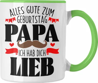 Produktbild von Trendation - Papa Geschenk Tasse Geburtstag Ich Hab Dich Lieb Vater Geschenkidee zum Geburtstag von Sohn Tochter (Grün)